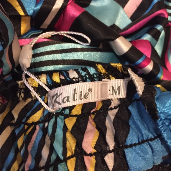 Strapless summer dress, colourful, rayon&cotton - Picture 6 of 8